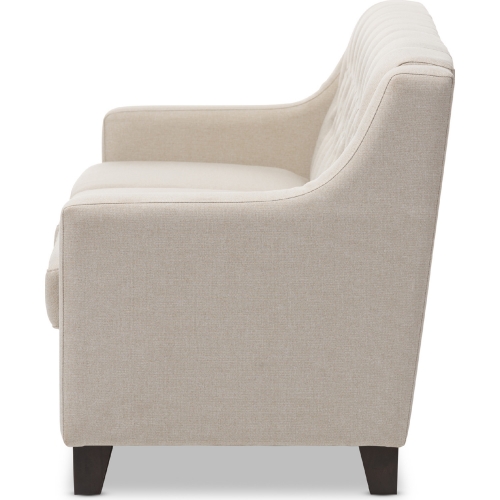 Arcadia Sofa in Button Tufted Light Beige Fabric